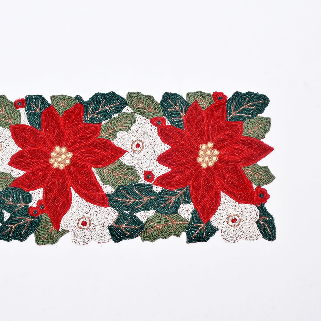 Table Runner | Beaded Embroidered Festive Table Decor | 36x13 in