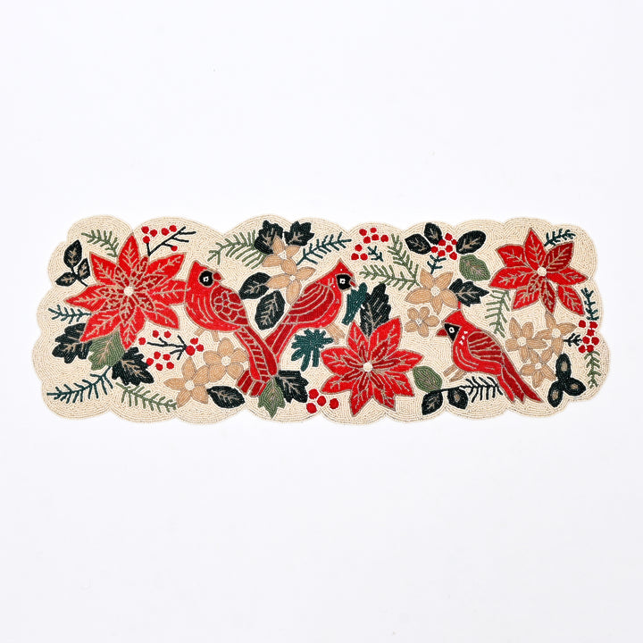 Table Runner | Handmade Beaded Embroidered Table Accent | 36x13"