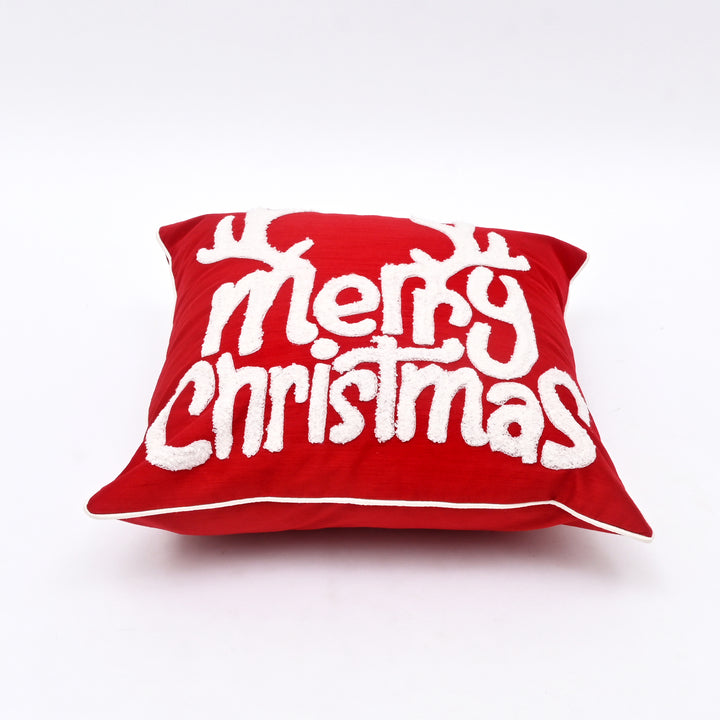 Decorative Pillow | Poly Dupion Pillow with Embroidery | 18x18" | Red