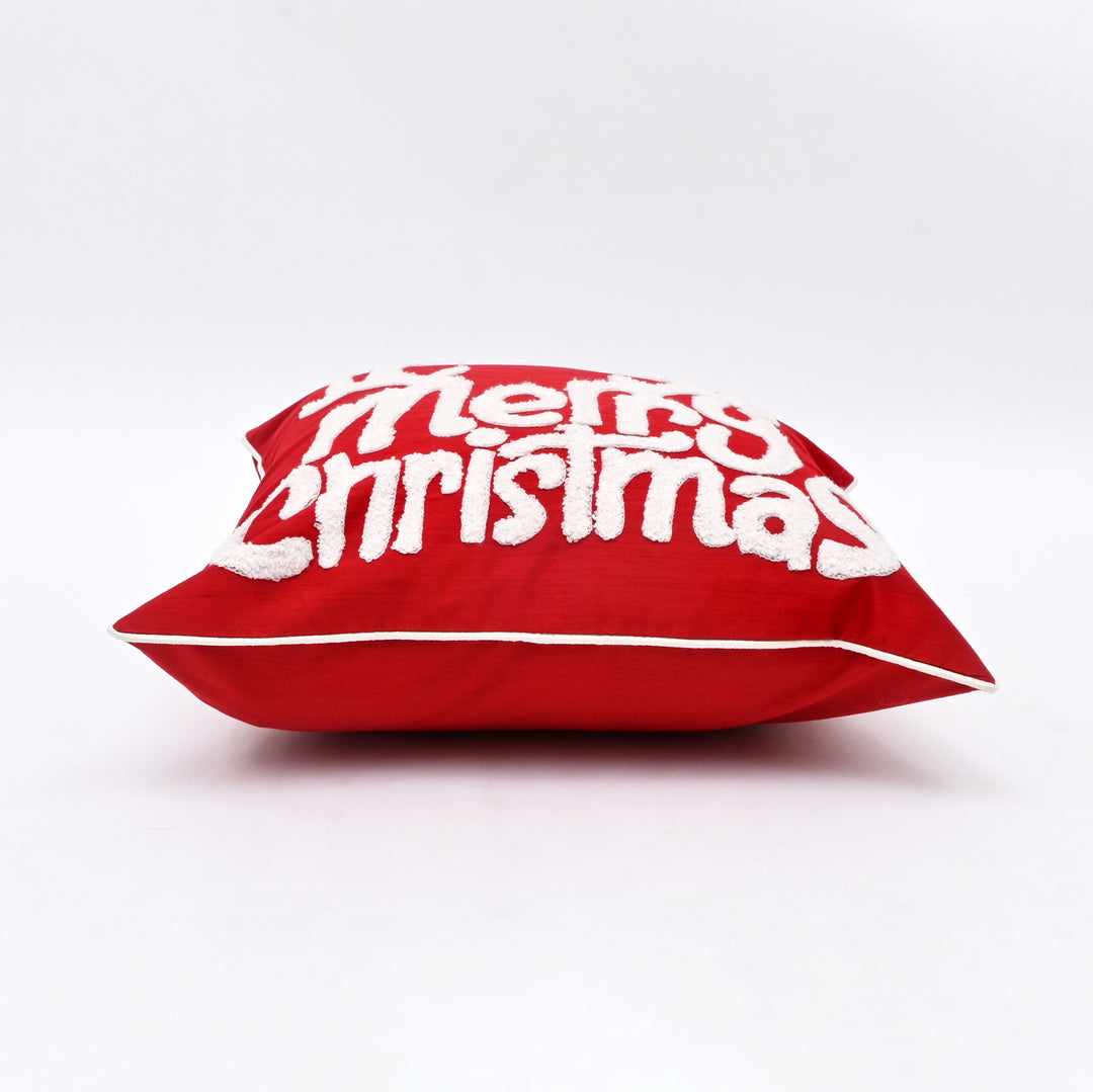 Decorative Pillow | Poly Dupion Pillow with Embroidery | 18x18" | Red