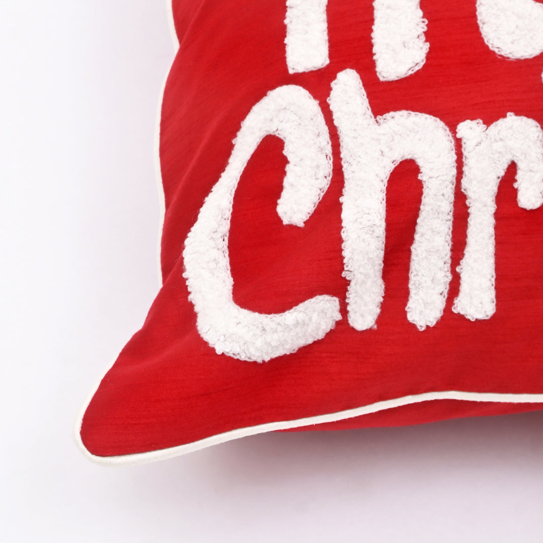 Decorative Pillow | Poly Dupion Pillow with Embroidery | 18x18" | Red