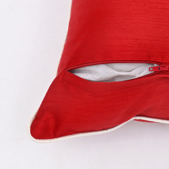 Decorative Pillow | Poly Dupion Pillow with Embroidery | 18x18" | Red