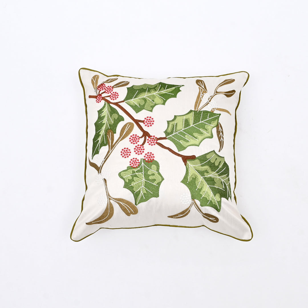 Decorative Pillow | Cotton Slub Decorative Pillow with Embroidery | 18x18"