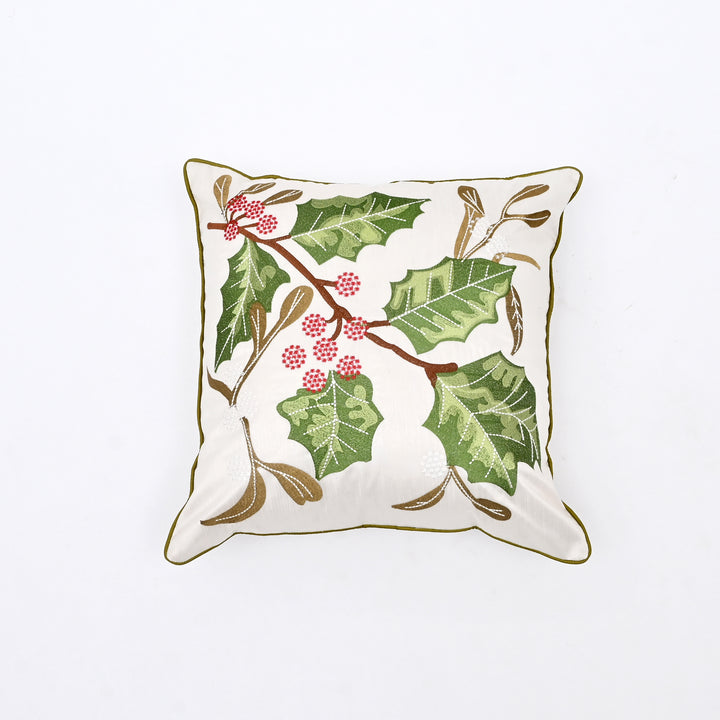 Decorative Pillow | Cotton Slub Decorative Pillow with Embroidery | 18x18"
