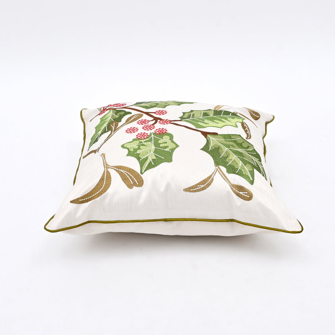 Decorative Pillow | Cotton Slub Decorative Pillow with Embroidery | 18x18"