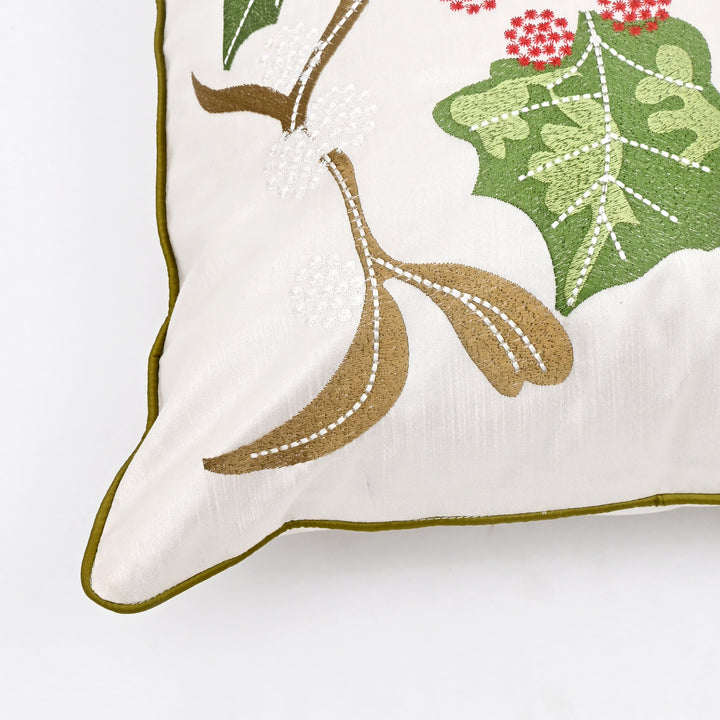 Decorative Pillow | Cotton Slub Decorative Pillow with Embroidery | 18x18"