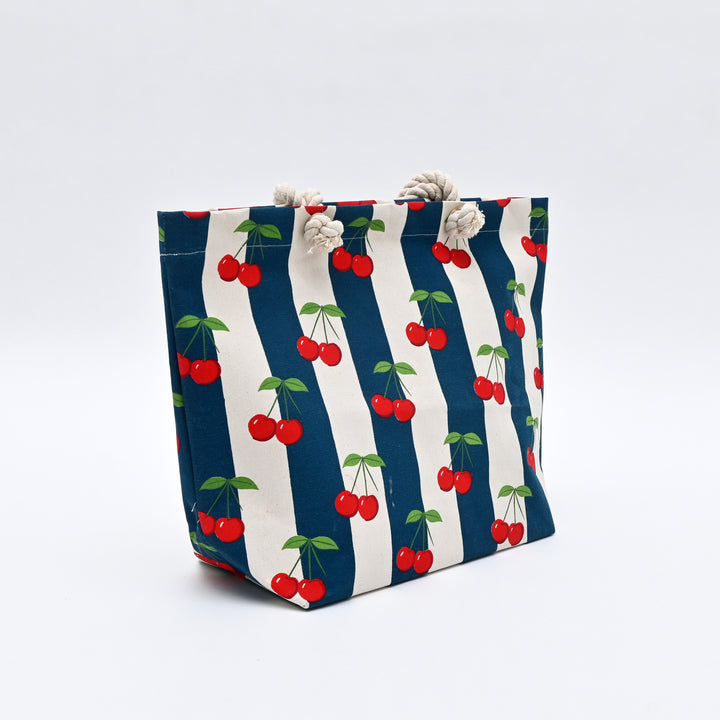Tote Bag | Cherry-Printed Canvas Beach Bag