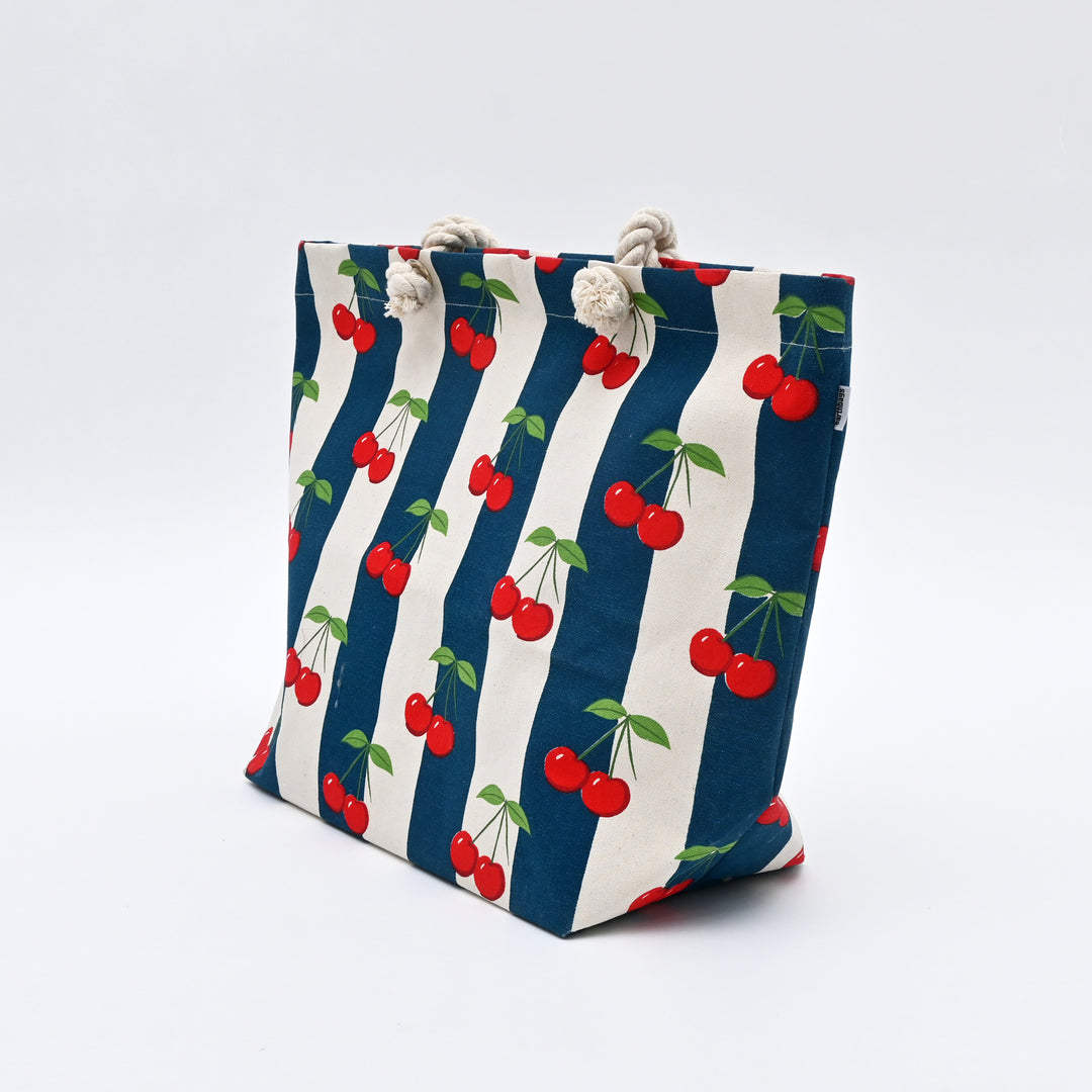 Tote Bag | Cherry-Printed Canvas Beach Bag