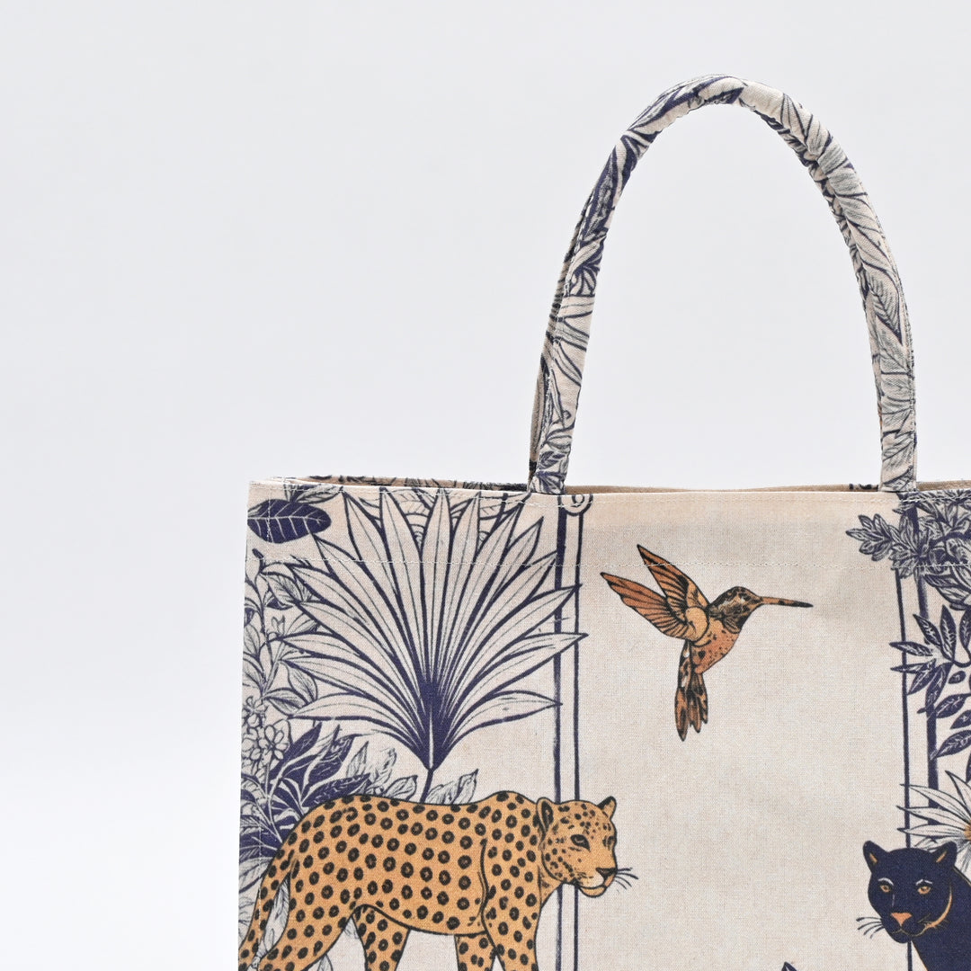 Blue Shopper Bag | Jungle Animal Canvas Carry Bag