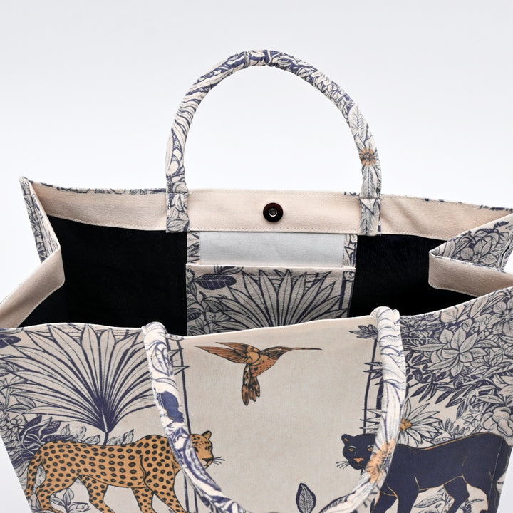 Blue Shopper Bag | Jungle Animal Canvas Carry Bag