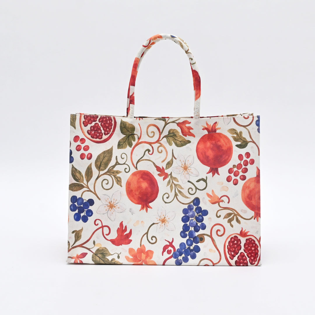 Shopper Bag | Pomegranate & Grape Canvas Tote
