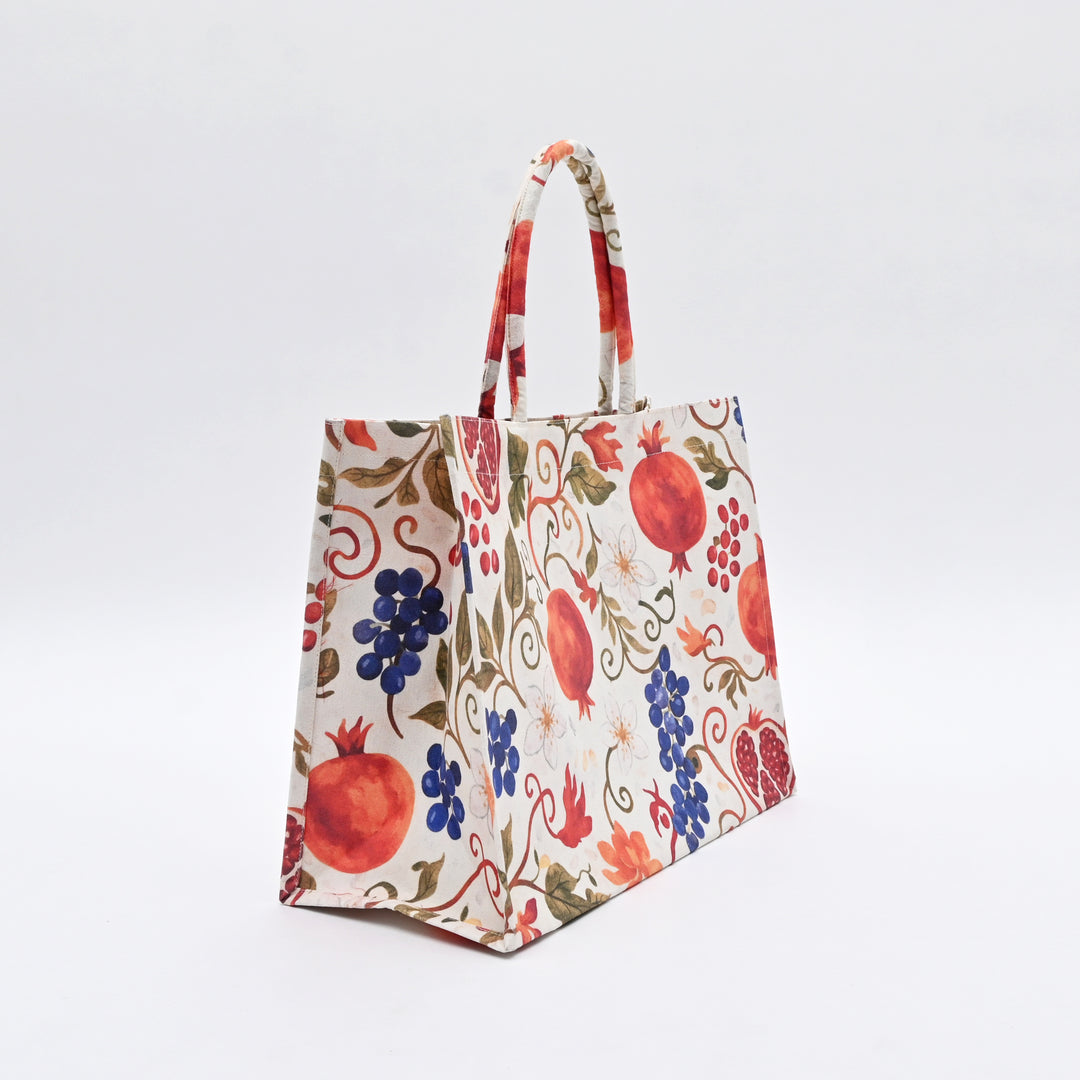 Shopper Bag | Pomegranate & Grape Canvas Tote