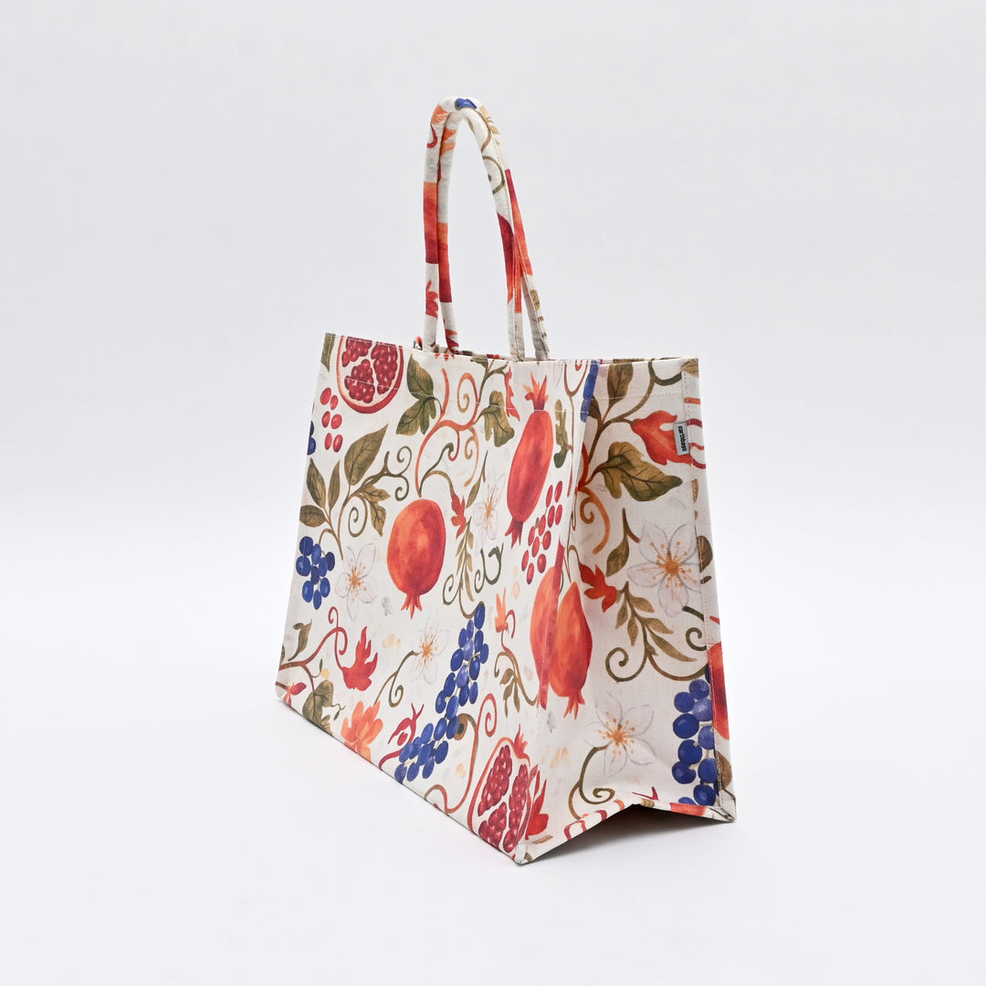 Shopper Bag | Pomegranate & Grape Canvas Tote