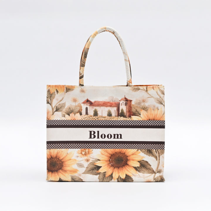Carry Bag | Printed Canvas with Sunflower & Countryside Art
