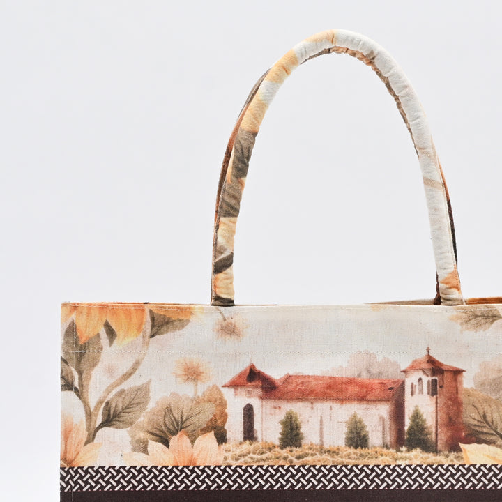 Carry Bag | Printed Canvas with Sunflower & Countryside Art