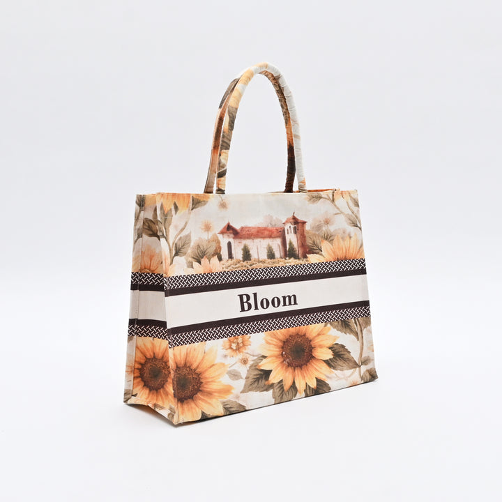 Carry Bag | Printed Canvas with Sunflower & Countryside Art