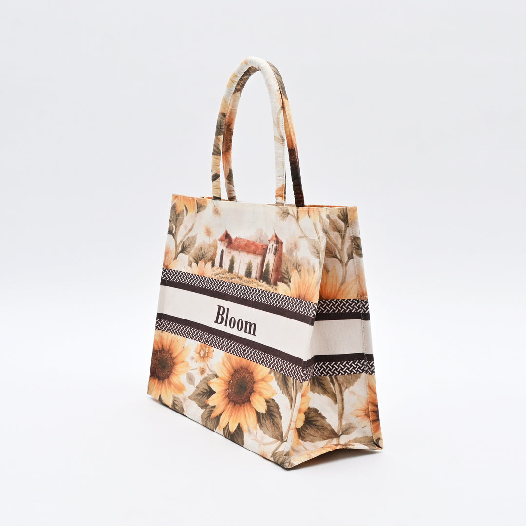 Carry Bag | Printed Canvas with Sunflower & Countryside Art