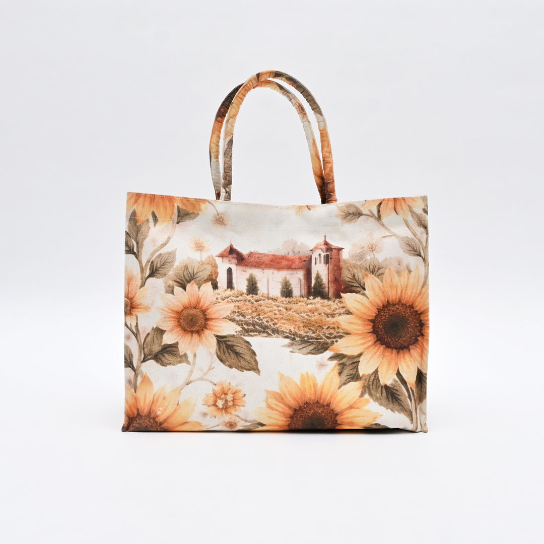 Shopper Bag | Sunflower-Printed Canvas for Shopping & Travel