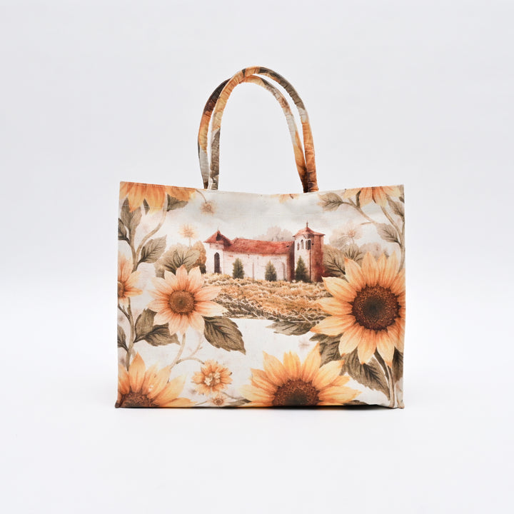 Shopper Bag | Sunflower-Printed Canvas for Shopping & Travel