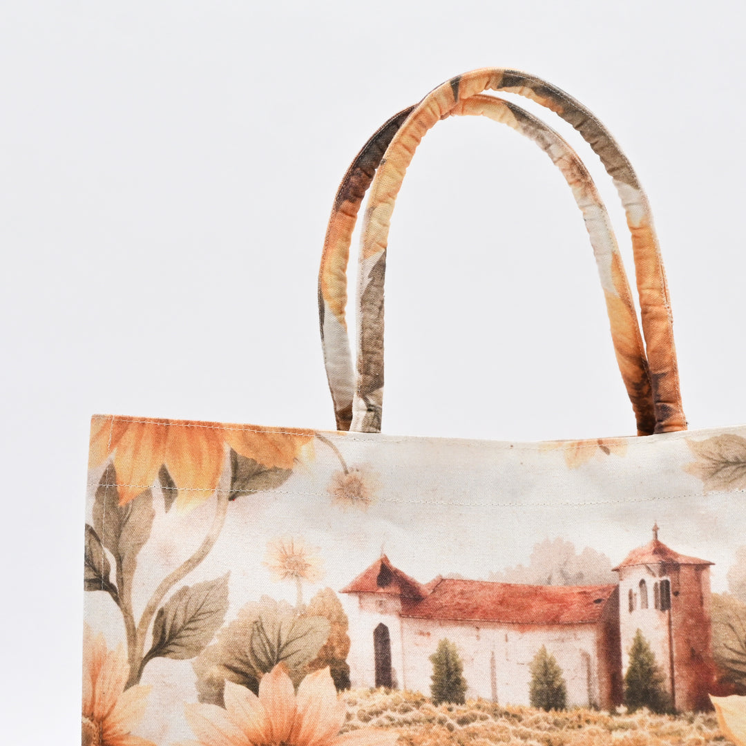 Shopper Bag | Sunflower-Printed Canvas for Shopping & Travel