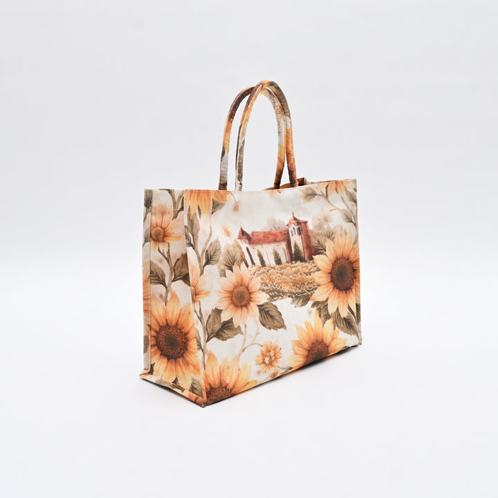Shopper Bag | Sunflower-Printed Canvas for Shopping & Travel