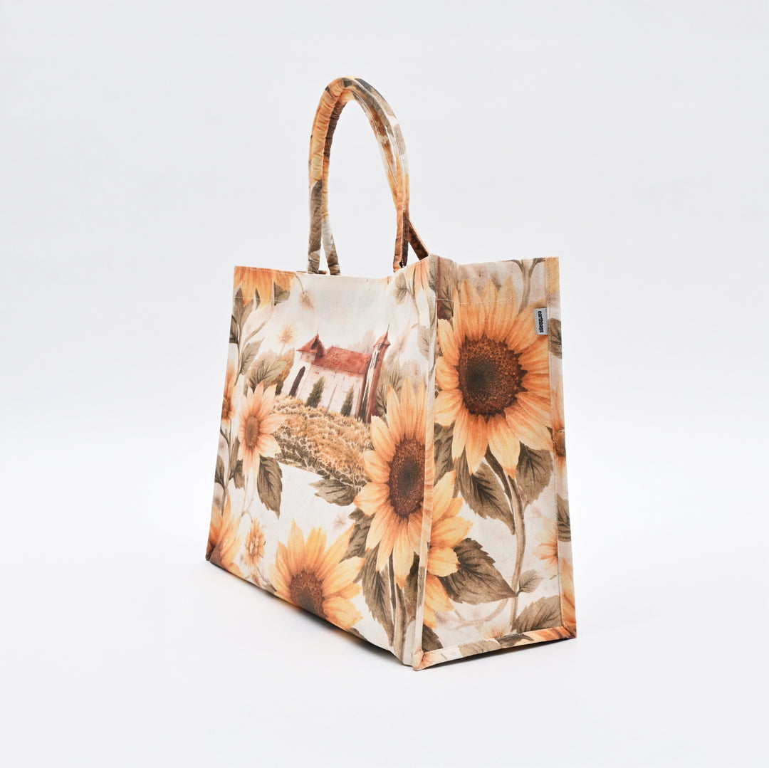 Shopper Bag | Sunflower-Printed Canvas for Shopping & Travel