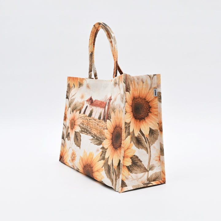 Shopper Bag | Sunflower-Printed Canvas for Shopping & Travel