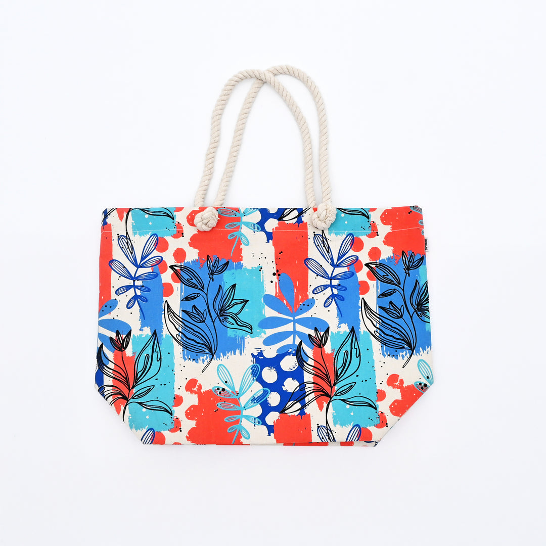 Tote Bag | Artistic Floral Canvas Beach Bag