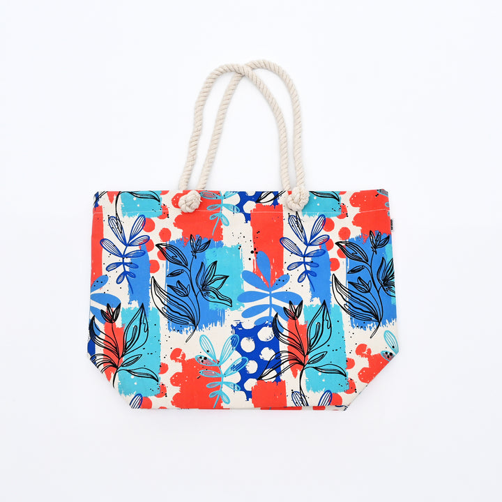 Tote Bag | Artistic Floral Canvas Beach Bag