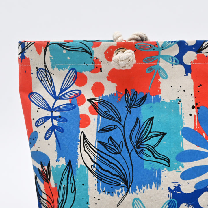 Tote Bag | Artistic Floral Canvas Beach Bag