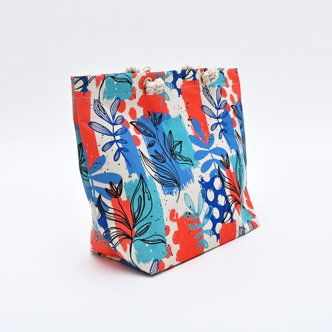 Tote Bag | Artistic Floral Canvas Beach Bag