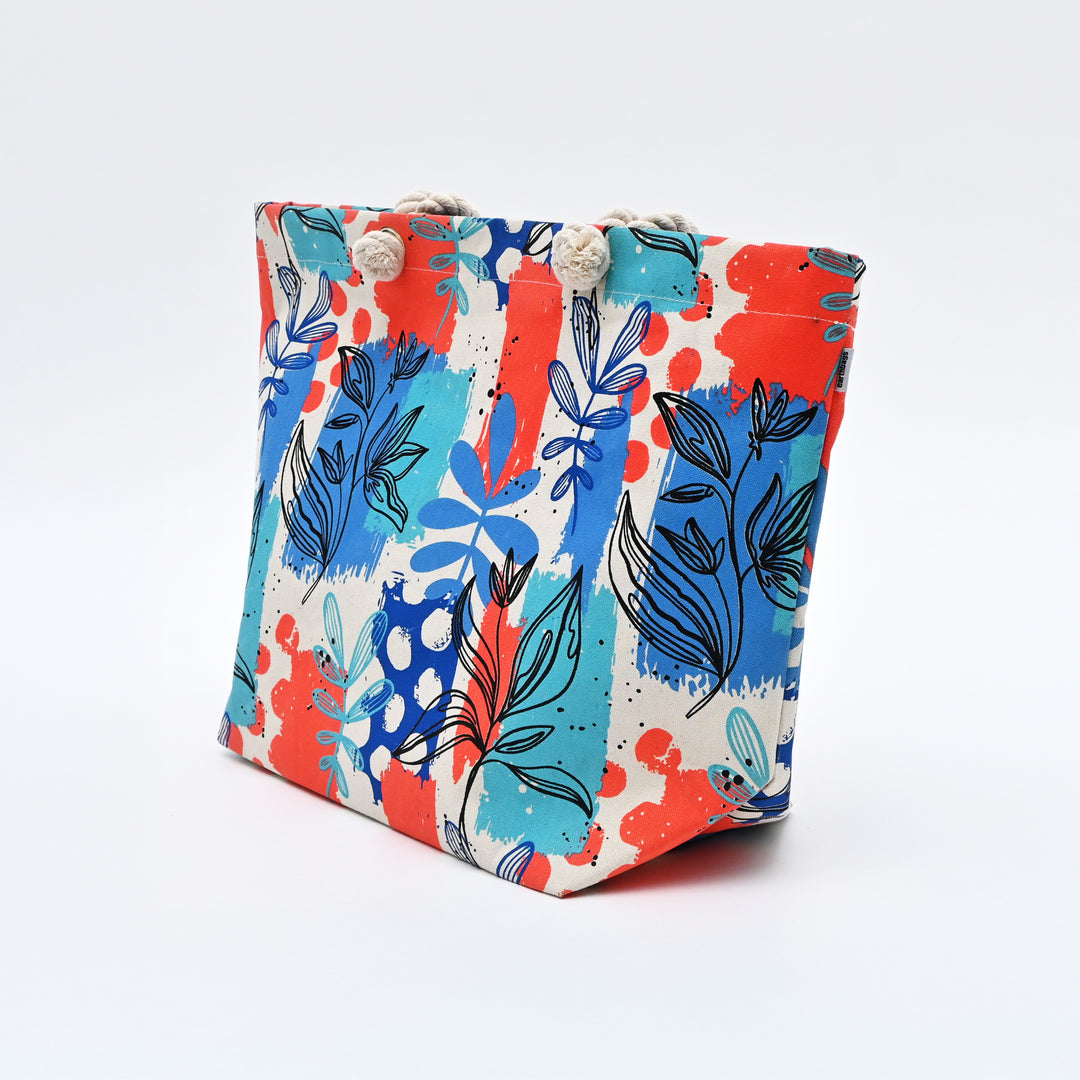 Tote Bag | Artistic Floral Canvas Beach Bag