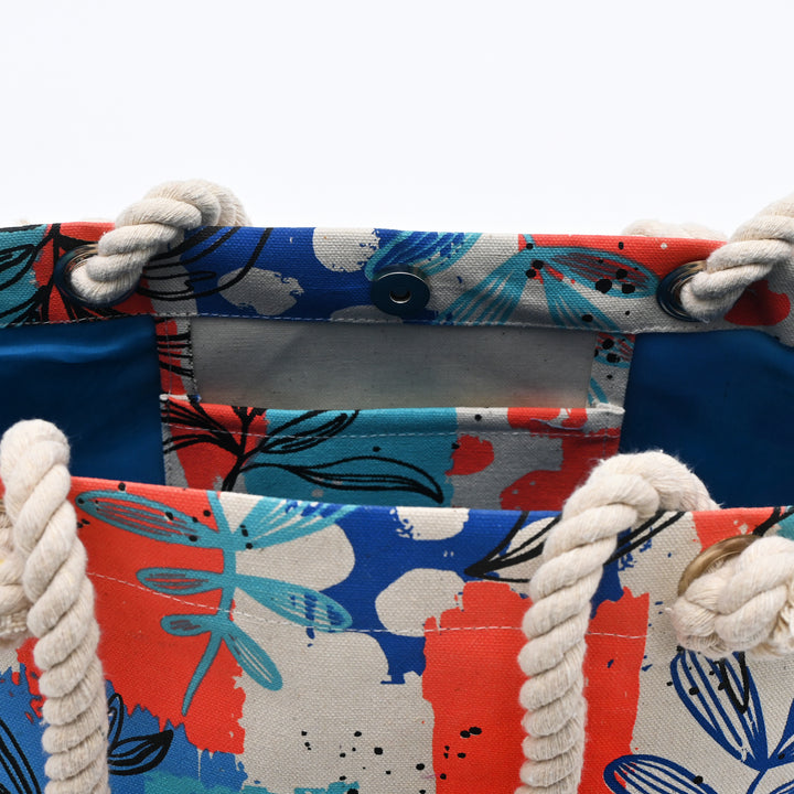 Tote Bag | Artistic Floral Canvas Beach Bag