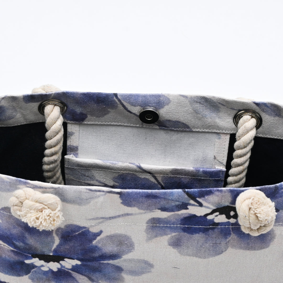 Tote Bag | Coastal-Inspired Floral Canvas Bag