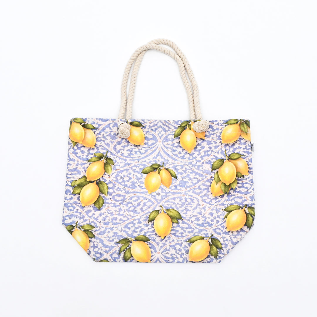 Tote Bag | Lemon-Printed Canvas Beach Bag