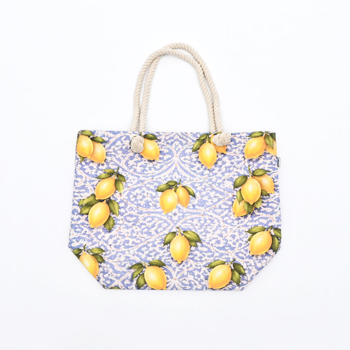 Tote Bag | Lemon-Printed Canvas Beach Bag