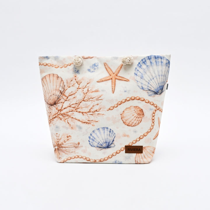 Tote Bag | Coastal Seashell Canvas Bag with Rope Handles