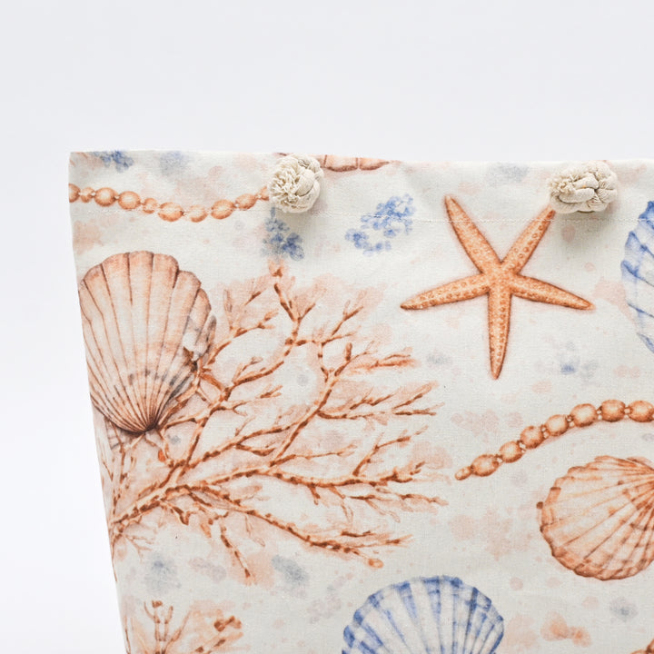 Tote Bag | Coastal Seashell Canvas Bag with Rope Handles
