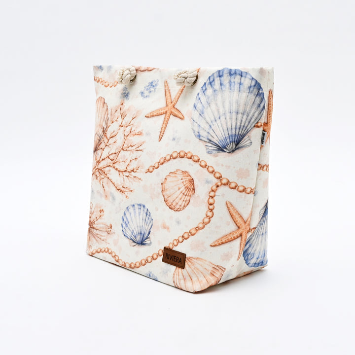 Tote Bag | Coastal Seashell Canvas Bag with Rope Handles