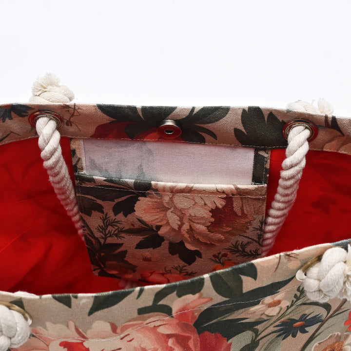Tote Bag | Abstract Floral Canvas Beach  Bag
