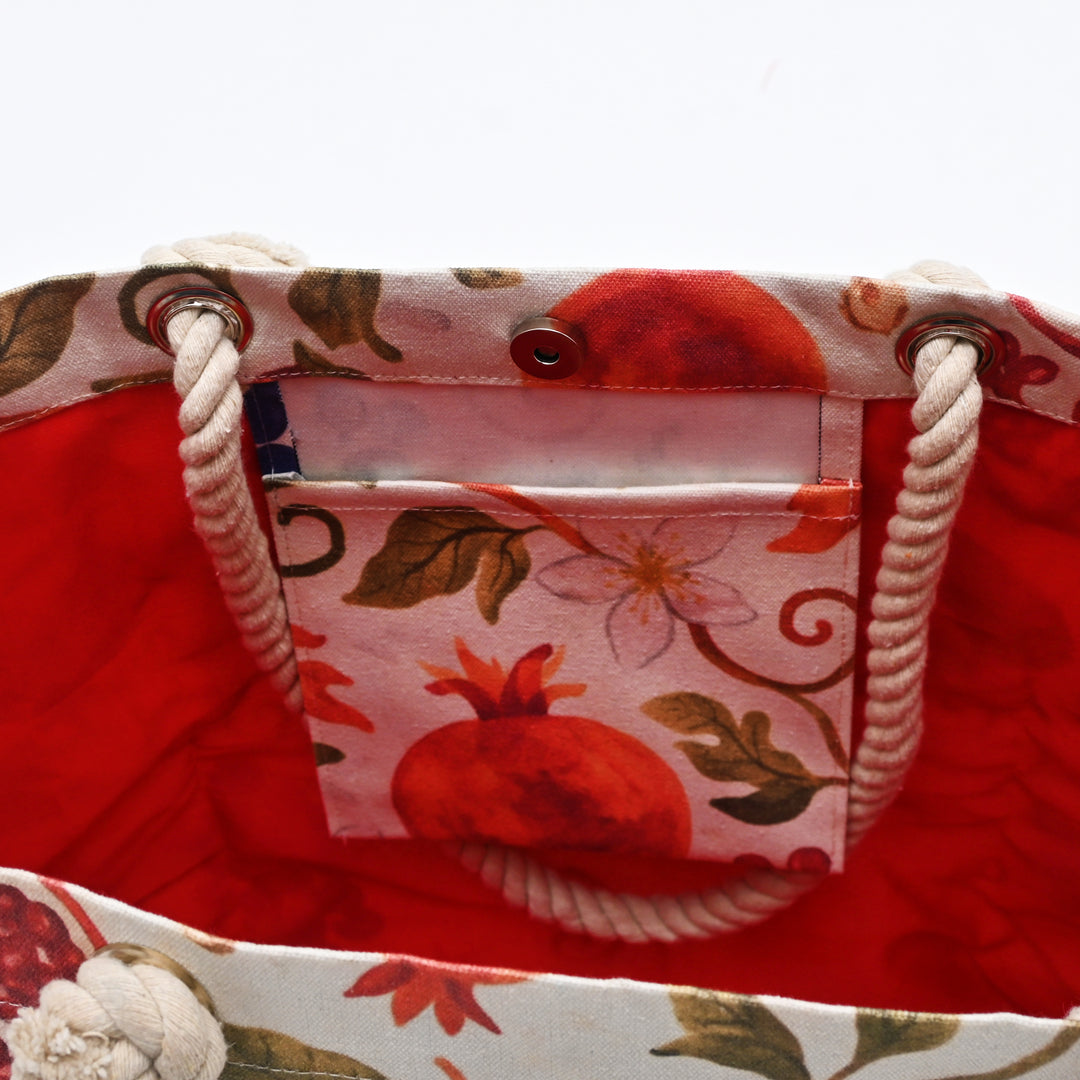 Tote Bag | Fruit-Printed Canvas Beach Bag
