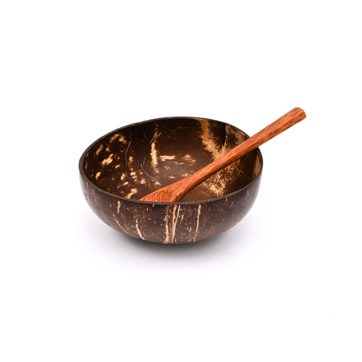 Natural Coconut Shell Bowl with Spoon Set | 500 ml Ecofriendly Dining