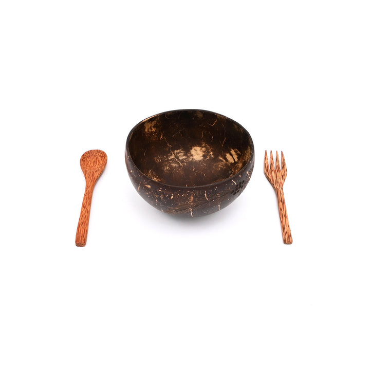 Ecofriendly Palm Leaf Bowl & Coconut Shell Cutlery Set | Sustainable Dining