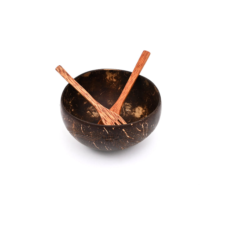 Ecofriendly Palm Leaf Bowl & Coconut Shell Cutlery Set | Sustainable Dining