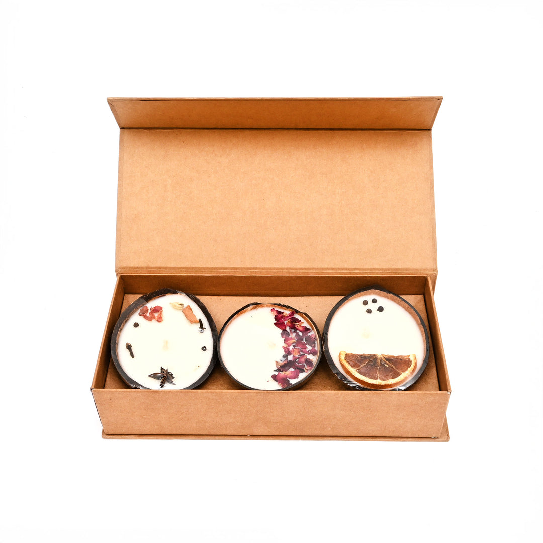 Coconut Shell Candle Gift Box | Ecofriendly Artisan Home Decor