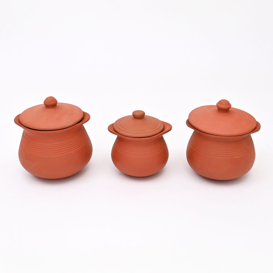 Traditional Clay Handi Set | 6 Piece Terracotta Indian Cooking Pot Collection