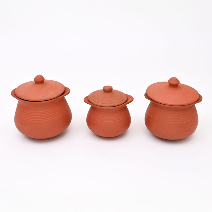 Traditional Clay Handi Set | 6 Piece Terracotta Indian Cooking Pot Collection