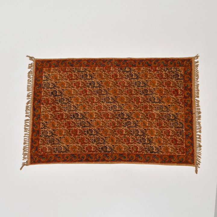 Artisan Kalamkari Block Print Durry | Ecofriendly Cotton Rug | 48X72"