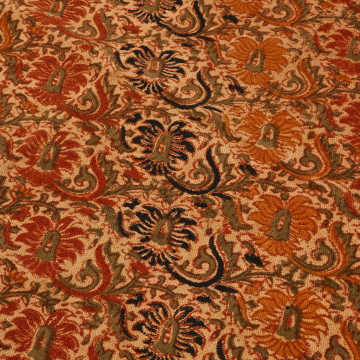 Artisan Kalamkari Block Print Durry | Ecofriendly Cotton Rug | 48X72"
