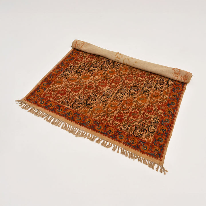 Artisan Kalamkari Block Print Durry | Ecofriendly Cotton Rug | 48X72"